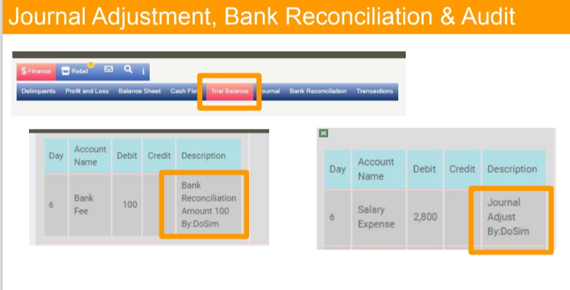 Journal Adjustment, Bank Reconciliation & Audit: 